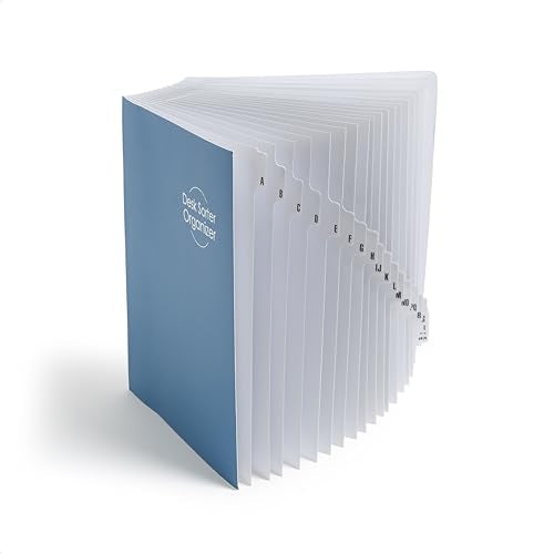 Smead Expandable Office Desk File Sorter, Office Supplies, Alphabetic (A-Z) Desk Organizer, 20 Indexing Dividers, Laminated Tabs, Letter Size, Dark Blue, Office Desk Accessories (89282) - color: Alphabetic - Blue, size: Letter