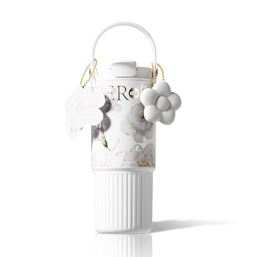 26oz Insulated Water Bottle with Dual Lid, Clean Aesthetic White Tumbler, 316 Stainless Steel Coffee Mug, Leakproof Modern Minimalist Cup, 24H Cold, Versatile All-match Travel Flask - color: White