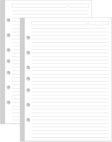 (2-Pack) Mini Binder Lined Paper for 3 or 7 Ring Binders - 200 Sheets/400 Pages Paper Refills, 100gsm, 5.8" x 8.5" - size: 5.8" x 8.5" - 7-Hole, style: 200 Sheets