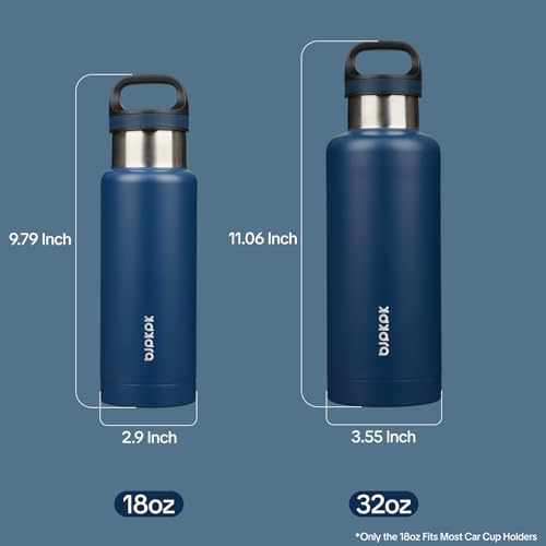 BJPKPK Insulated Water Bottle 32OZ Stainless Steel Water Bottle with Handle Double Walls Vacuum Insulated BPA Free Flask, Drak Blue - color: Drak Blue, size: 32 Ounces