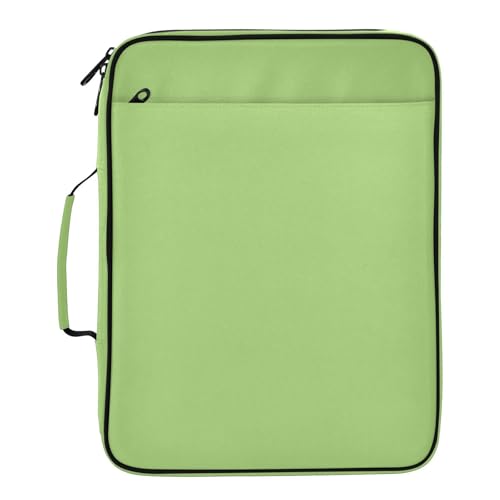 Green Light Print 3 Ring Zipper Binder for Office School High Capacity Document Organizer 1.2 Inch Portfolio Case Holds 500 Sheets Binder Organizer for Adults Kids - color: Green Light