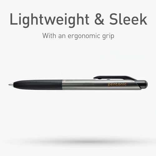 Pentonic G-RT Retractable Gel Pens, 10 Count, Black Ink, 0.7 mm Fine Point, Smooth Writing For Journaling, Note Taking, Office & School (1002363) - color: Black, size: 1 Count (Pack of 10)