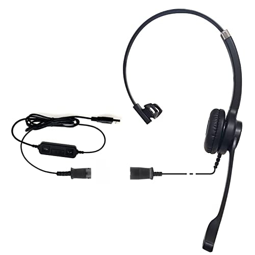 IPD IPH-250 USB Headset with Noise Cancelling Microphone for Office and Call cengter- Compatible with Skype, Microsoft Teams, Cisco Jabber, Avaya One-X and Other Soft Phones - color: Leather Cushion, style: Monaural