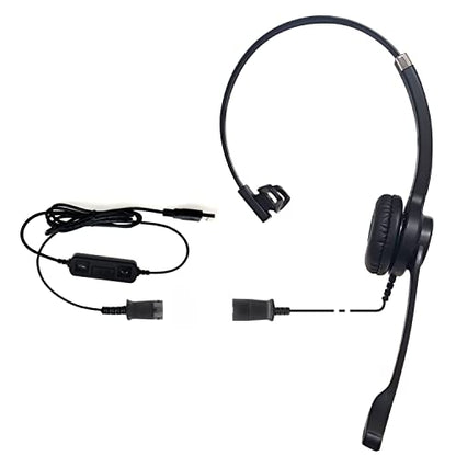 IPD IPH-250 USB Headset with Noise Cancelling Microphone for Office and Call cengter- Compatible with Skype, Microsoft Teams, Cisco Jabber, Avaya One-X and Other Soft Phones - color: Leather Cushion, style: Monaural
