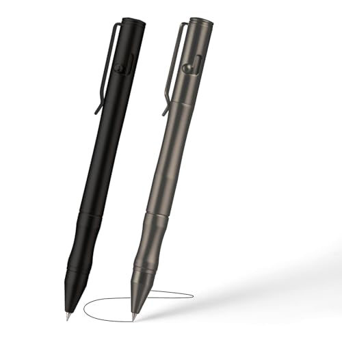 Origin-Joy Brass Bolt Action Pen Set, Heavy Duty EDC Copper Metal Tactile Turn Pen With Gel Ink Refills (Black & Gunmetal Gray) - color: Black & Gunmetal Gray