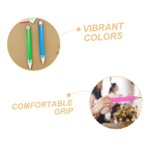 Uonlytech 4pcs Colorful Jumbo Wooden Pencils Funny Large Props for Drawing Writing Ergonomic Design for Hands for Preschool Kindergarten Activities