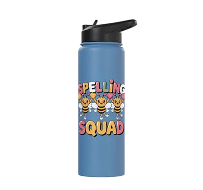 Spelling Squad Teacher Student Coach Classroom Stainless Steel Insulated Water Bottle - color: Light Blue