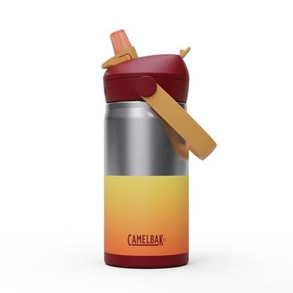 CamelBak Thrive Flip Straw Kids Insulated Stainless Steel Water Bottle with Bite Valve, Spill Resistant Easy Sip Design for School and Play, 12oz, Orange Sunset - color: Orange Sunset