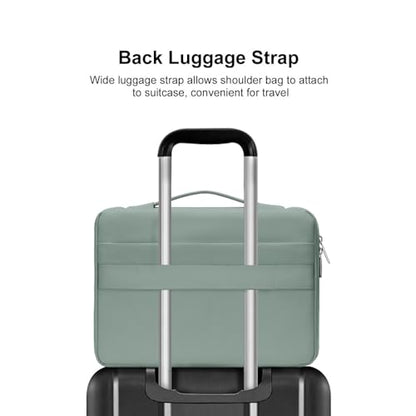 MOSISO 360 Protective Laptop Case 13.3 inch, 13-13.3 inch Laptop Sleeve | Compatible with MacBook Air/Pro 13 / Pro 14, HP Dell ASUS Lenovo,Side Open Bag with 2 Raised&1 Flapover Pockets,Antique Green - color: Antique Green, size: 13.3 inch