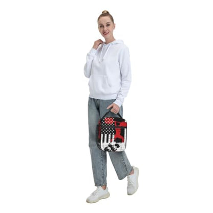 Weightlifting American Flag Lunch Bag 10In | Insulated Lunch Box Reusable Tote Bag For Picnic Office For Women Men - color: Style 4