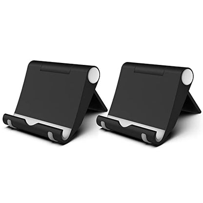 Cell Phone Stand 2 Pack Cell Phone Holder for Desk, Portable Phone Stand Holder for Desktop Kitchen Travel, Cellphone Stand Mobile Holder for iPhone Stand & All Smartphone (Black)