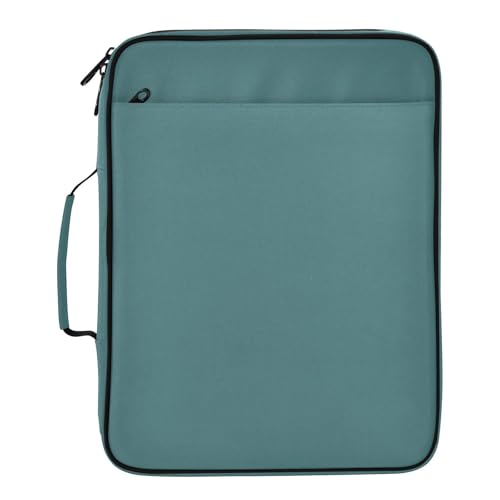 Teal Pattern 3 Ring Zipper Binder for Office School High Capacity Document Organizer 1.2 Inch Portfolio Case Holds 500 Sheets Binder Organizer for Adults Kids - color: Teal