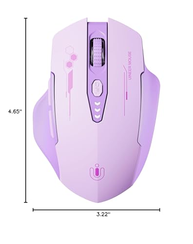 Uineer Wireless Bluetooth Mouse,[Upgraded] Rechargeable Computer Mice (BT 5.0/4.0+2.4G Hz) with Visible Battery Level, 4 Adiustable DPl, Portable PC Mouse for MacBook Chromebook,Purple - color: purple