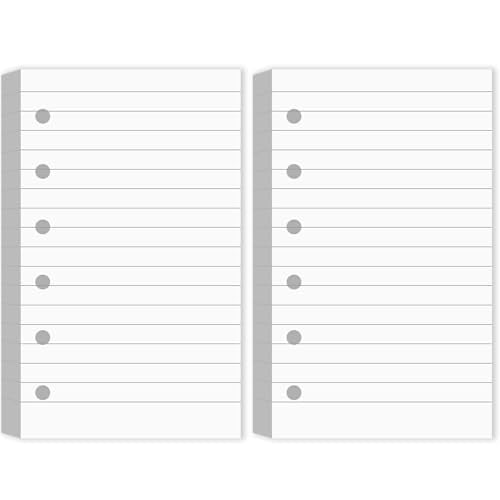 Ireer 6 Hole Mini Lined Paper Refill 200 Sheets Blank Planner Refills Loose Leaf Papers 3 x 5 Inches for Binders Planner Inserts Mini Ruled Filler Books Memo Papers Notebooks(White) - color: White