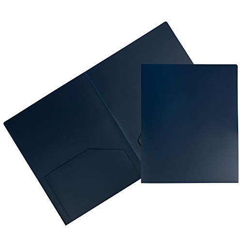 JAM PAPER Heavy Duty Plastic 2 Pocket Extra Tough School Folders - Navy Blue - 6/Pack - color: Navy Blue, size: 6 Per Pack
