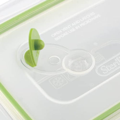 Sterilite Ultra-Seal 3.1 Cup Rectangle, Airtight Food Storage Container, Latching Lid, Microwave and Dishwasher Safe, Clear With Green Gasket, 6-Pack