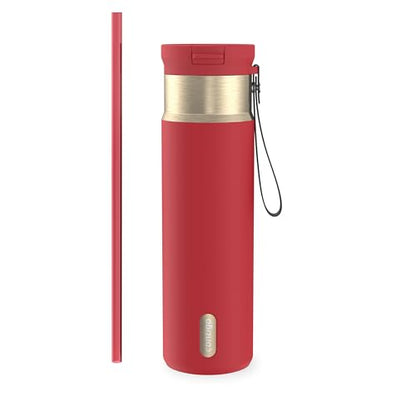 Contigo SnapSeal 709.8ml(24온스) 스테인리스 스틸 진공 단열 물병, 누출 방지 자동 닫힘 뚜껑, 휴대용 스트랩 및 재사용 가능한 빨대, BPA 프리 및 납 프리, 식기세척기 사용 가능 - color: Goji Berry 샴페인, size: 24온스