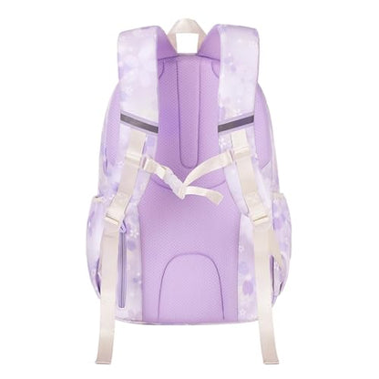Girl backpack,Kids Backpack for Girl Kawaii Lightweight School Backpack Anti-theft Back Pocket Print Flowers Elementary Bookbag (Purple) - color: Purple
