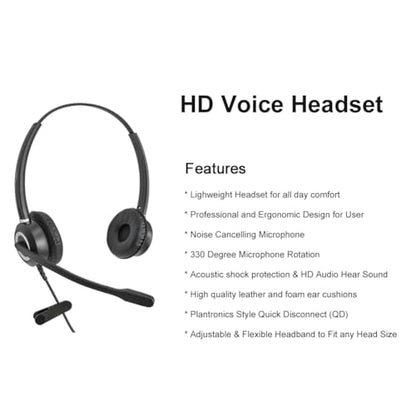 Avaya Headset HD Voice with HIS Adapter Compatible with Avaya 1600, 9600, J100 Series Phones Model, Plus 3.5mm Adapter for Smartphone