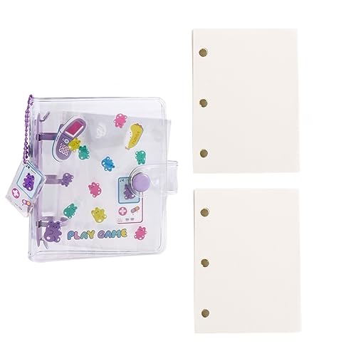 Leadigol Mini Photo Album Cover, 3 Ring Photocard Holder Book 1 Pc Binder Notebook Cover with 2 Pcs Loose Leaf Binder Ring Notebook Cove for Women Girl(Purple) - color: Purple