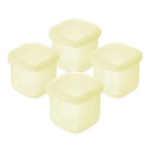 Olababy Clear Sense Silicone Storage Containers 4pk for Baby Food, Snacks, Formula, Puree, Sauce & More | Micro Plastic & BPA-Free | Daycare Essentials for Toddlers and Kids (Lemon, 4 oz / 120 ml) - color: Lemon, size: 4 oz