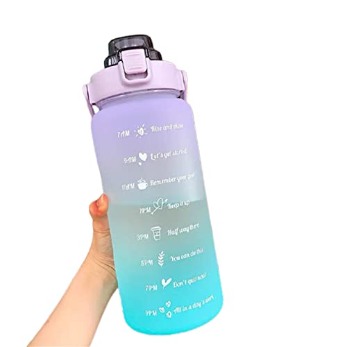 ASkinds 64oz Large Capacity Sports Water Bottles with Straw, Motivational Water Bottle with Time Marker & Bouncing Straw for Men Women Student to Office Gym Workout Travel Long Distance(2000ml)