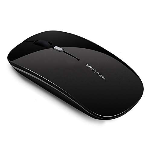 Uciefy Q5 Slim Rechargeable Wireless Mouse, 2.4G Portable Optical Silent Ultra Thin Wireless Computer Mouse with USB Receiver and Type C Adapter, Compatible with PC, Laptop, Notebook, Desktop Black - color: Black