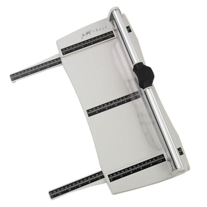 Tonic Studios Paper Cutter Tool - Rotary Trimmer for Scrapbooking, Cardstock, Vinyl, Photos - 12.5 Inch Cutting Length with Extendable Ruler and Grid Lines, White