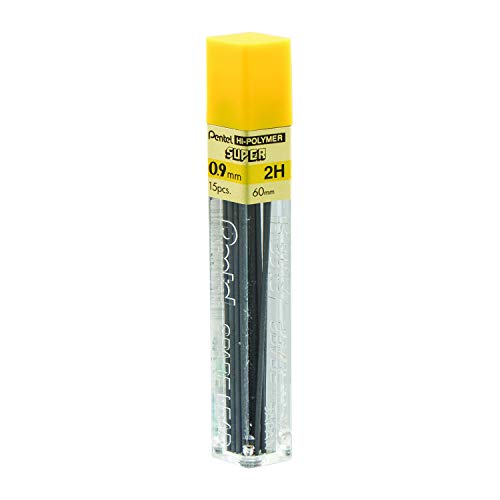 Pentel Super Hi-Polymer Lead Refill, 0.9mm Thick, 2H, 180 Pieces of Lead (50-9-2H) - style: 2H Lead