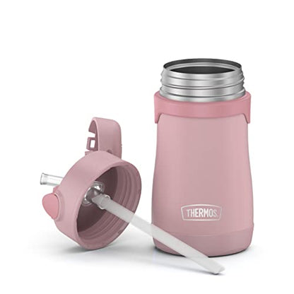 THERMOS BABY 10 ounce Stainless Steel Vacuum Insulated Straw Bottle, Rose (Pack of 3) - color: Rose, size: 10 Ounces (Pack of 3)