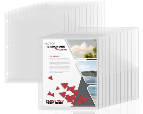 gisgfim 48 Pack Binder Pockets for 3 Ring Clear Pocket Divider Folders for 3 Hole Binders Sleeves Plastic Slash File Jacket for Office School Classroom Business Home Organizer, 9.25" x 11.22" (Clear) - color: Clear