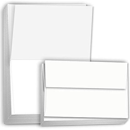 Hamilco Card Stock Folded Blank Cards with Envelopes 3 1/2 x 4 7/8" Scored White Cardstock Paper 80lb Cover - 100 Pack - size: 100 Cards with Envelopes