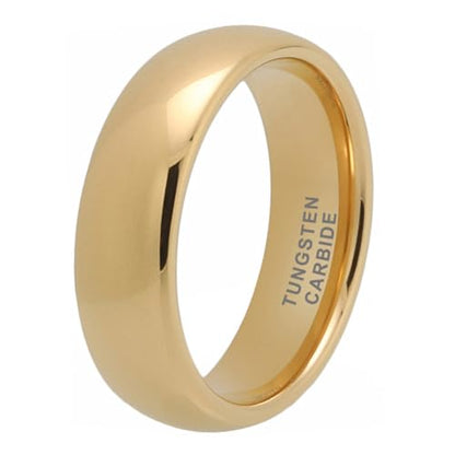 TUTISS 3mm 4mm 5mm 6mm 7mm 8mm 10mm Silver/Gold Tungsten Rings for Men Women Couple Fashion Jewelry Engagement Wedding Bands Domed Polished Comfort Fit - color: 7mm Gold Tungsten