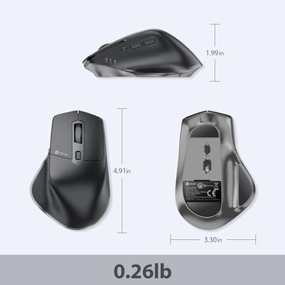 iClever Bluetooth Mouse, Wireless Large Mouse, Multi-Devices Dual Mode, Ergonomic Mice with 5 Adjustable DPI and 7 Buttons, Rechargeable Silent Mice for Laptop, iPad, MacBook, Tablet, PC, Black Grey - color: Black-Silver