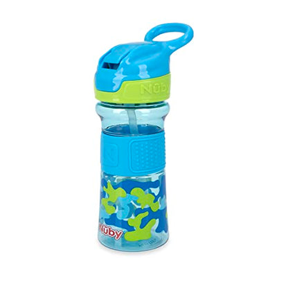 Nuby Thirsty Kids Flip-It No-Spill Toddler Sippy Cup with Soft Spout - 12 oz - 18+ Months - Aqua Camo - Back to School Essentials - color: Aqua Camo, size: 12 Ounces