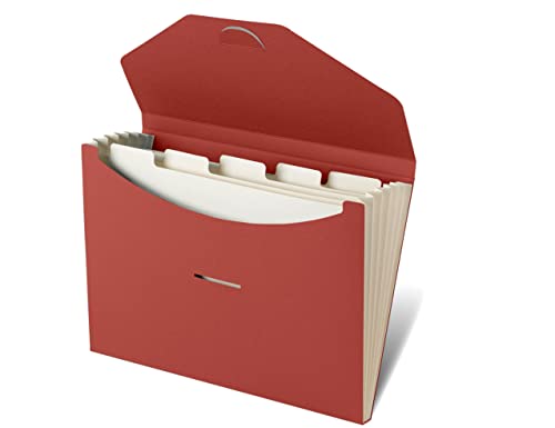 Blue Lake ECOLIFE Recyclable Paper 6-Pockets Expanding File Document Folder Plastic Free, Accordian File Organizer - A4 Letter Size, 200 Sheet Capacity for School, Office, Home Ruby - color: Ruby