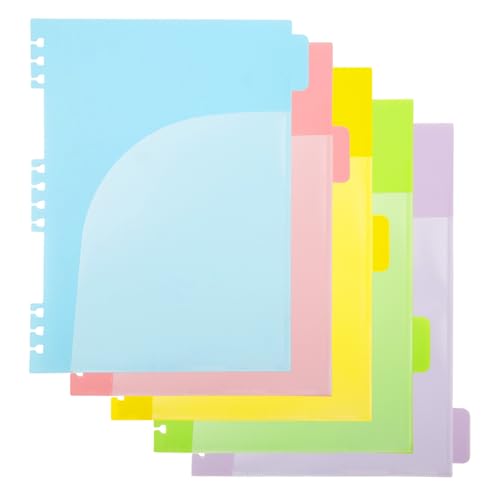 Spiral Notebook Dividers with Pockets, 5 Pcs Color-Coded PVC Removable Tab Dividers, Only Fit 18-Ring Twin Spiral Notebooks, for School, Office, Planning & Organization (7.28"x9.84") - size: 7.28"x9.84"
