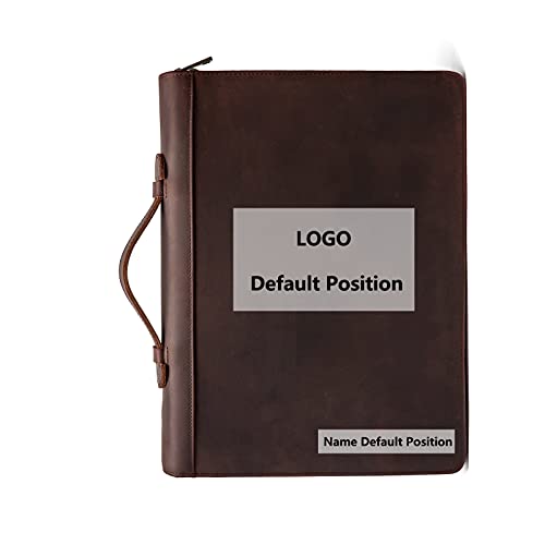 YIWEN Personalized Leather Portfolio with Handle, 3 Ring Binder, Zippered Padfolio for 13" Tablet, 8.5 x 11 Notepad, Professional Business Organizer (Dark Brown, Crazy Horse Leather) - color: Dark Brown, Crazy Horse Leather, size: Custom