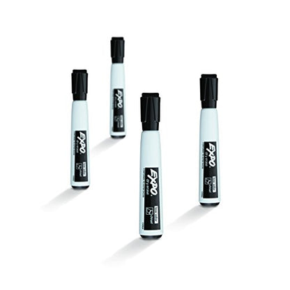Expo Magnetic Dry Erase Markers with Eraser, Chisel Tip, Black, 4 Count