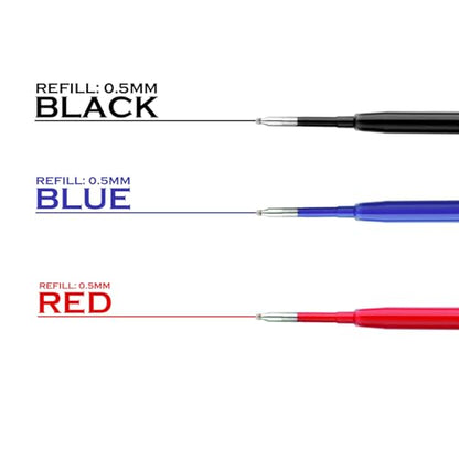 DunBong G2 Gel Ink Pen Refills, for Retractable Gel Pens, 0.5mm Fine Point, Pack of 5 (Red) - color: Red