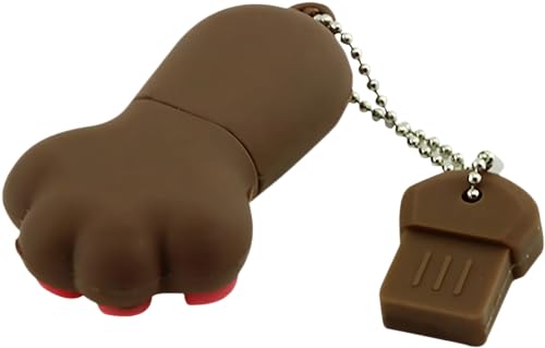 64GB USB 2.0 Flash Drive Cartoon Novelty Lovely Cat Paw Memory Stick Silicone Rubber Ainmal Pendrive Brown, 64GB-catpaw-brown2.0 - color: Catpaw-brown, size: 64GB 2.0