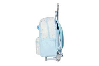 Cute travelers club blue Rolling Backpack for women with wheels Rolling cart (HEY BLUE) - color: Hey Blue