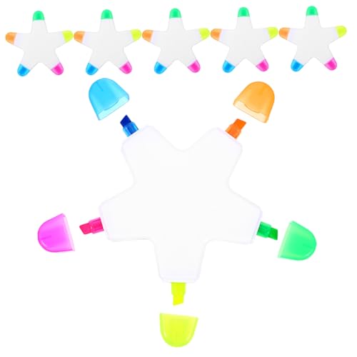 Holibanna 6pcs Star Shape Fluorescent Pens Portable Plastic Highlighters with No Smudging for Home Drawing and School Use Colorful Mini Markers for Creative and Playful Writing