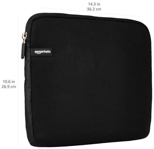 Amazon Basics 14 inch Laptop Sleeve, Protective Case with Zipper for MacBook Pro, MacBook Air, Surface, Dell, HP, Lenovo - Black - size: 14 Inch