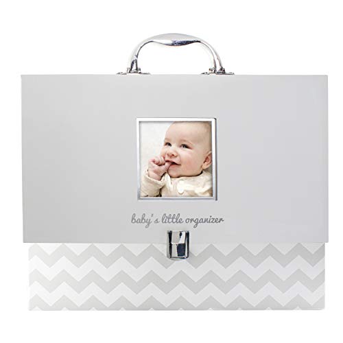 Pearhead Baby Briefcase and Document Organizer, All In One Expanding File Folder, Baby's Paperwork and Records, Newborn Keepsake and Memory Box with Labels, Baby Girl or Baby Boy Gift, Gray Chevron | All In One Expanding File Folder Set, Organize Baby's P
