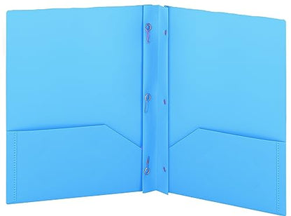 Plastic Folders with Pockets and Prongs Blue - Two Pocket Folder with Brads - 3 Prong Folders with Pockets for Letter Size Sheets, Also Available in Purple, Green, Red, Pink, and Grey, 1 Pc –by Enday - color: Blue, size: 1