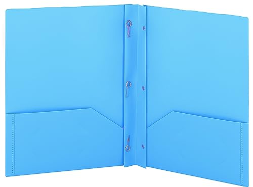 Plastic Folders with Pockets and Prongs Blue - Two Pocket Folder with Brads - 3 Prong Folders with Pockets for Letter Size Sheets, Also Available in Purple, Green, Red, Pink, and Grey, 1 Pc –by Enday - color: Blue, size: 1