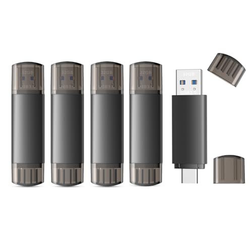 JOIOT 32GB USB C Flash Drive Dual USB 3.0 Flash Drive Type C + USB A Portable Type-C Flash Drive 2-in-1 USB-C Thumb Drive for Smartphone Tablet Computer Mac iPhone 15 (5 Packs) - size: 32 GB (USB 3.0), style: 5 Pack