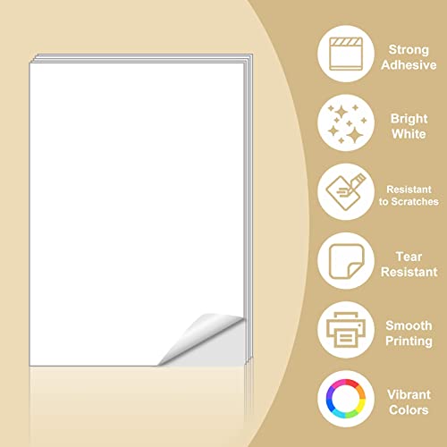 BESTEASY Sticker Paper 8.5" x 11" Full Sheet Label Stickers for Laser & Inkjet Printers, Self-Adhesive Paper Shipping Labels (500 Sheets,500 Labels) - size: 500 sheets, style: 1 up-8.5"x11"