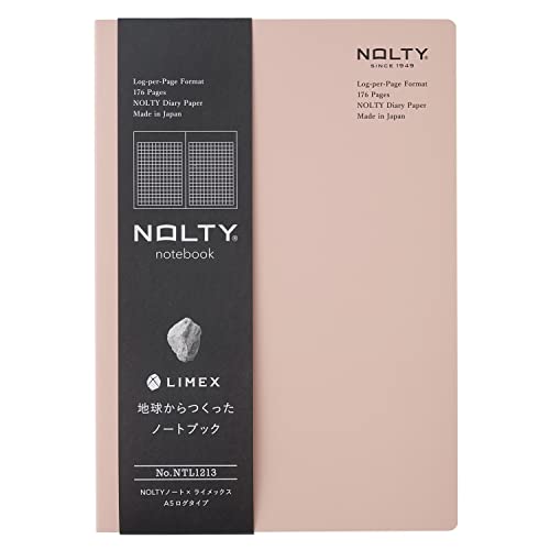 NOLTY NOTE × LIMEX, A5 Log Type Notebook, 3.5mm Grid, 176 Sheets, Sand Pink, NTL1213 - color: Log: Sand Pink